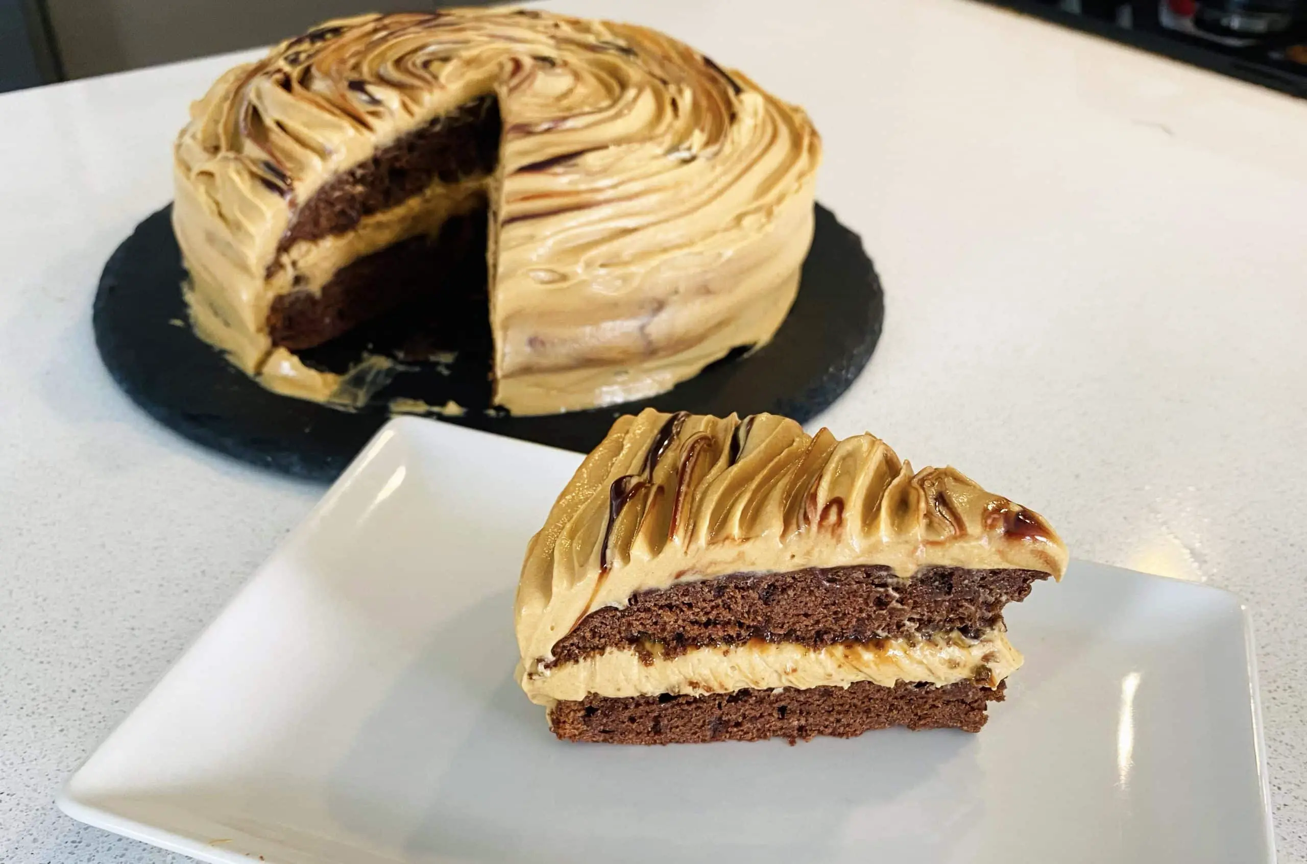 Chocolate Cake with Caramel Cream Cheese Frosting